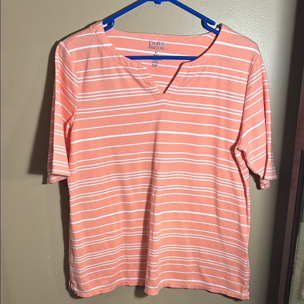 Croft & Barrow Pink Relaxed Boxy T-Shirt Medium